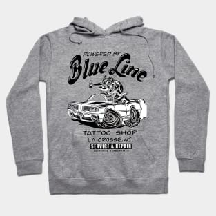 Blue Line Tattoo La Crosse WI Hot Rod Logo Hoodie